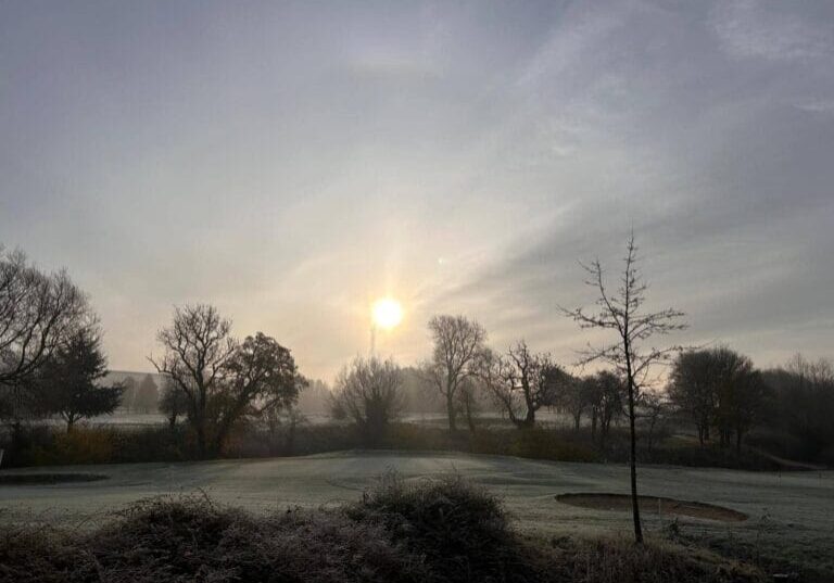 Sunset-in-winter-golf-course